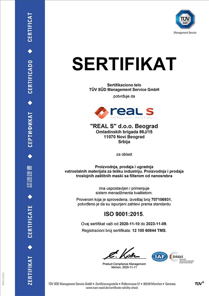 ISO 9001:2015 sertifikat